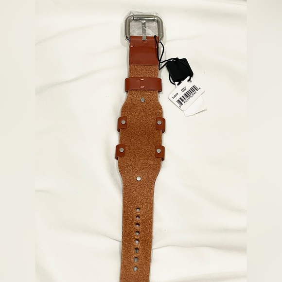 NWT DOLCE & GABBANA D&G Silver and Brown Leather Logo Retro Buckle Bracelet - Picture 6 of 6